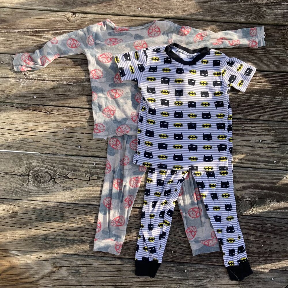DC Batman & Marvel Spider-Man Boys Pajama Set Bundle – Size 5T